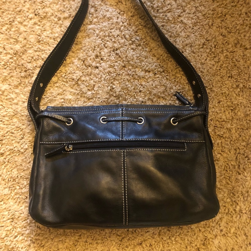 Black leather Tignanello shoulder bag
